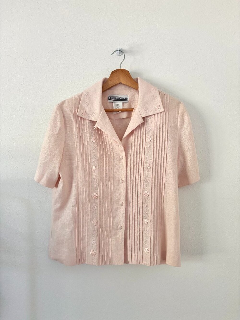 Vintage Light Pink Pleated Top